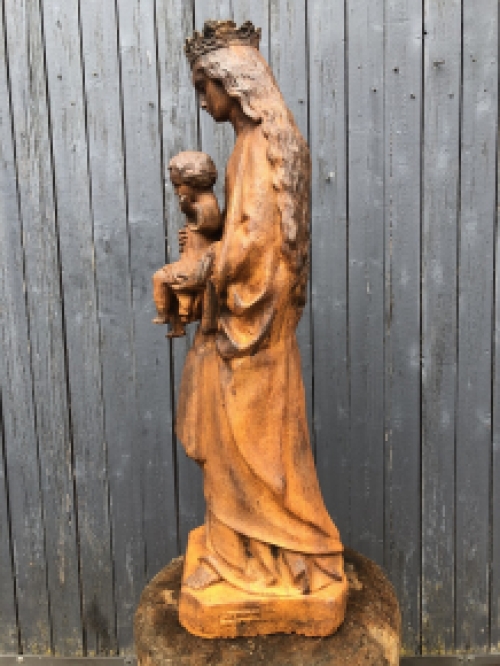 Moeder Maria / Mother Mary met jezus, groot gietijzeren beeld, PRACHTIG.