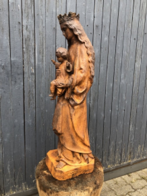 Moeder Maria / Mother Mary met jezus, groot gietijzeren beeld, PRACHTIG.