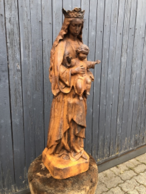 Moeder Maria / Mother Mary met jezus, groot gietijzeren beeld, PRACHTIG.