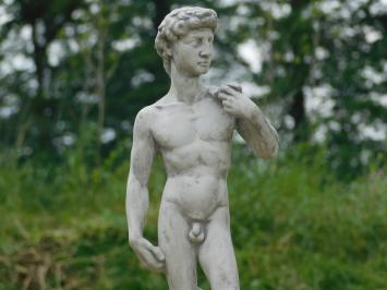 Statue David auf Sockel | 105 cm hoch | Stein | Weiß und Grautöne