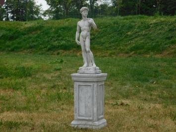 Statue David on Pedestal | 105 cm High | Stone | White and Grey Shades