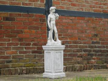 Statue David auf Sockel | 105 cm hoch | Stein | Weiß und Grautöne