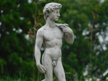 Statue David on Large Pedestal | 127 cm High | Stone | White and Grey Shades