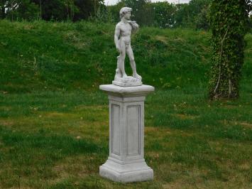 Statue David on Large Pedestal | 127 cm High | Stone | White and Grey Shades