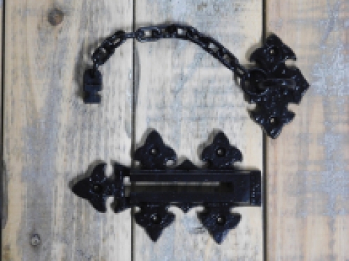 Door chain security chain, anti-intrusion wrought iron - black.