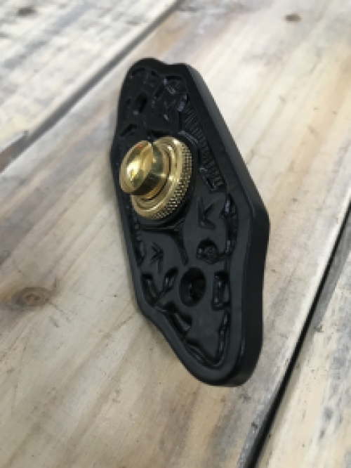 Antique doorbell, Retro bell, metal black, brass push button