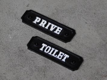 Door sign Toilet - black and white - cast iron