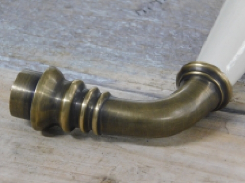 1 door handle brass with antique white ceramic handle, with mandrel.