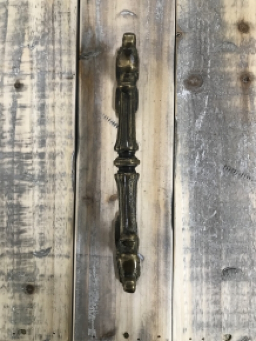 Door handle, cabinet handle, founder time, made of iron, brass patinated