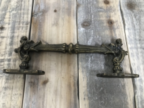 Door handle, cabinet handle, founder time, made of iron, brass patinated