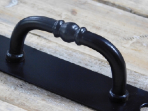 Door handle with keyhole, stylish, black powder-coated, handle/lever.