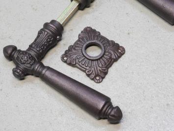 Set of door hardware for room doors - BB - iron - red/brown rusted