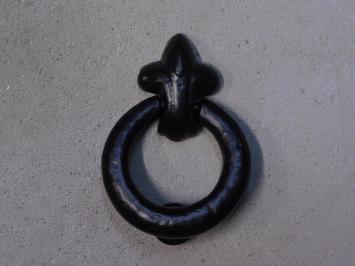 Door knocker with French lily - cast iron - black powder coating