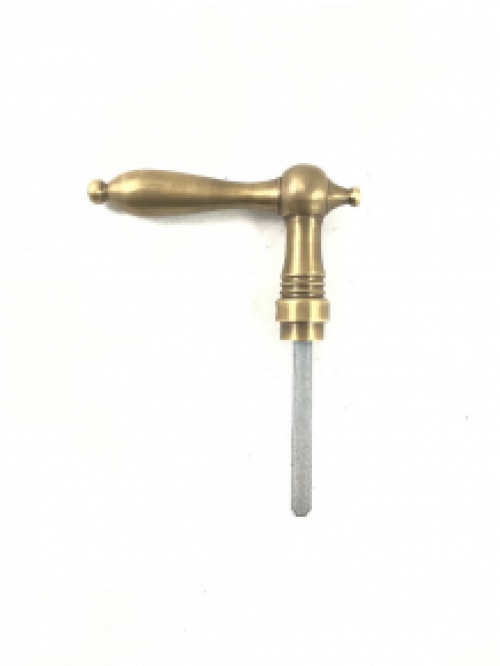 1 Door latch / door handle, made of patinated brass, including mandrel