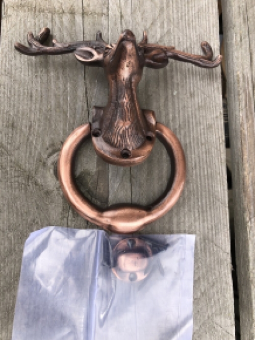 Door knocker Deer head - antique iron - copper colour