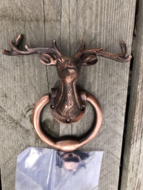 Door knocker Deer head - antique iron - copper colour