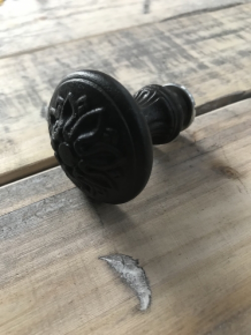 Door knob Ponto - Antique Iron - incl. bolt 8 x 10 cm - Fixed Knob