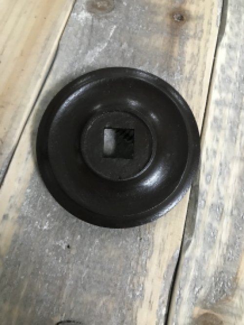 Door knob with rosette, antique iron, fixed standing