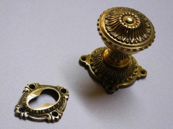Door knob with knob and lock escutcheon PC - Fixed knob - Brass