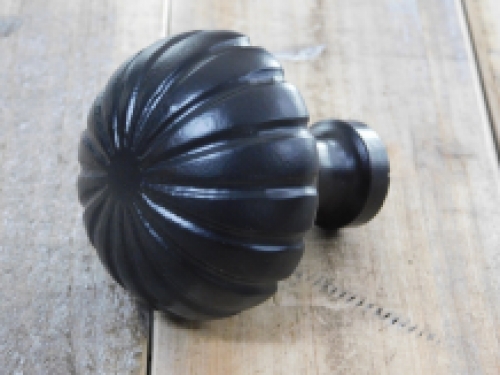 Fixed door knob with rosette - black - iron