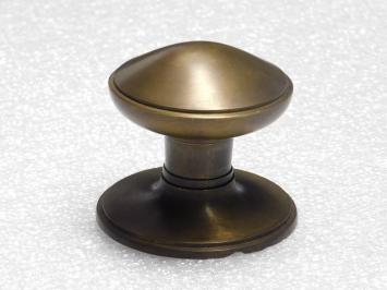 Voordeurknop Rond op - Rozet - Messing Antiek - Vaste Knop