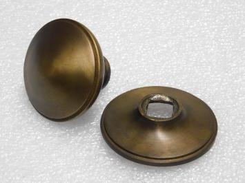 Voordeurknop Rond op - Rozet - Messing Antiek - Vaste Knop