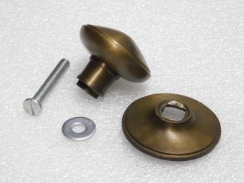 Voordeurknop Rond op - Rozet - Messing Antiek - Vaste Knop