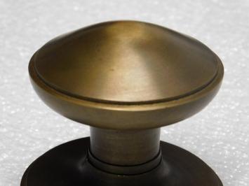 Voordeurknop Rond op - Rozet - Messing Antiek - Vaste Knop