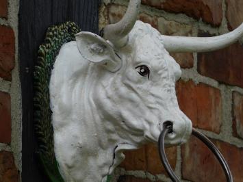 Bull's Head with Ring - Vintage White - Cast iron