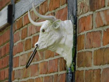 Bull's Head with Ring - Vintage White - Cast iron