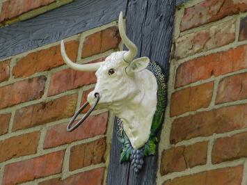 Bull's Head with Ring - Vintage White - Cast iron