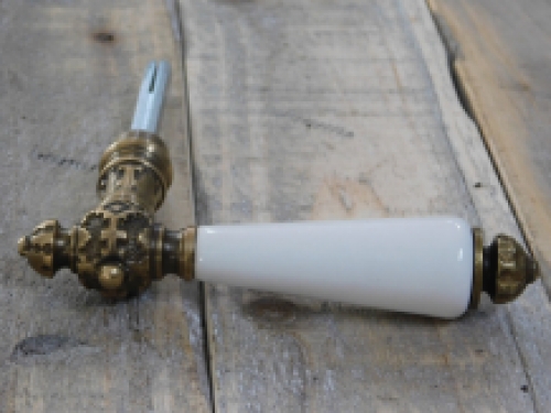 Set deurbeslag met porseleinen handgrepen, historische set, messing, topkwaliteit