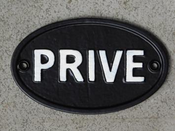 Door sign PRIVE - Oval - Black with White