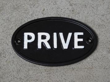 Door sign PRIVE - Oval - Black with White