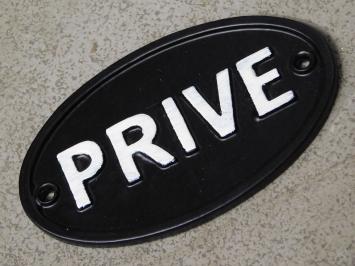 Türschild PRIVE - Oval - Schwarz mit Weiß