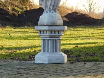 Beeld met Drie Vrouwen en Schaal op Sokkel - 130 cm - Volledig Steen