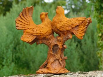 Pigeon couple on Tree Trunk - Cast iron - Oxide