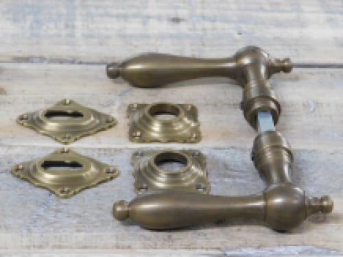 Set of door hardware - patinated brass - for room doors