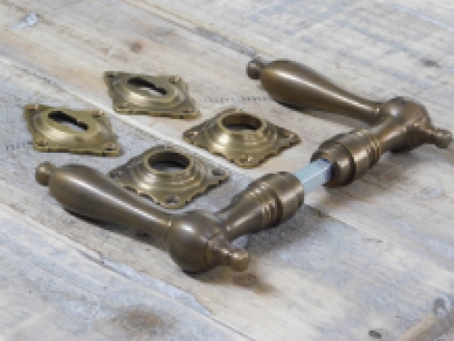 Set of door hardware - patinated brass - for room doors