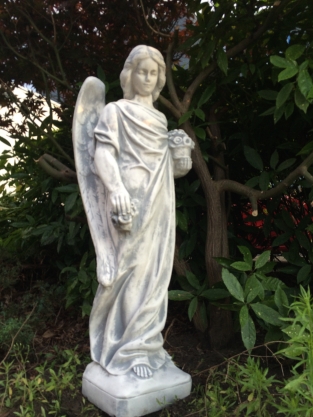 Beautiful angel, grave angel, artificial stone, antique white