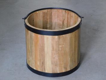 Bucket - mango wood - with black metal