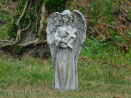 Standing Angel with Cross - polystone