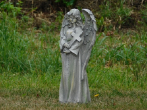 Standing Angel with Cross - polystone