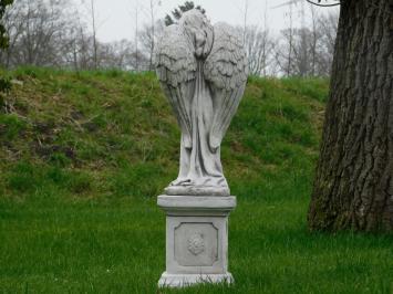 Statue Angel on Pedestal - 75 cm - Solid Stone