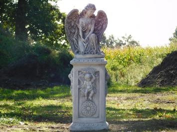 Engel met Vleugels op Engelsokkel - 113 cm - Steen