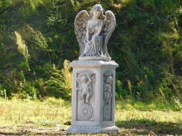 Engel met Vleugels op Engelsokkel - 113 cm - Steen
