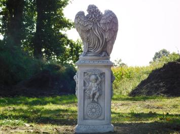 Engel met Vleugels op Engelsokkel - 113 cm - Steen