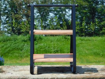 Etagère - mangohout - met zwart metalen frame