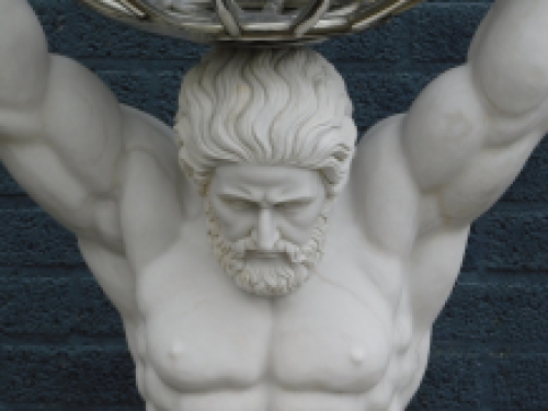 Unique Atlas statue with globe - full marble with nickel - XXL