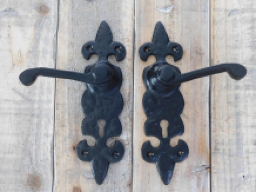 Exclusive set of door hardware B55 - wrought iron - black - weatherproof